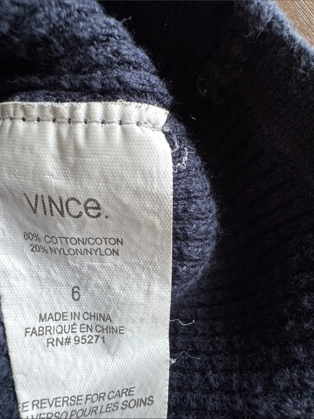 Size 6 Vince waffle knit navy sweatshirt